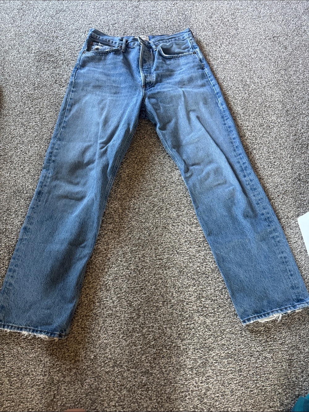 Agolde Straight Leg Jeans in Medium Blue Wash